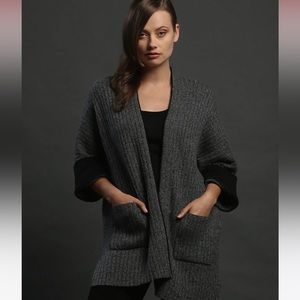 100% Cashmere Zoe Couture's Contrast Roll Over Sleeve Kimono Sweater Wrap